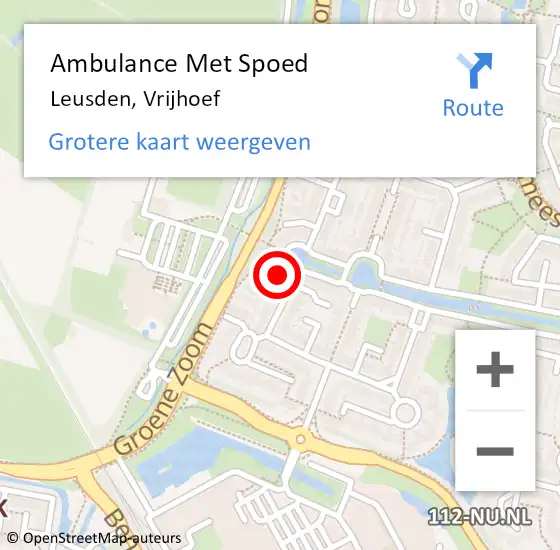 Locatie op kaart van de 112 melding: Ambulance Met Spoed Naar Leusden, Vrijhoef op 19 mei 2016 22:55