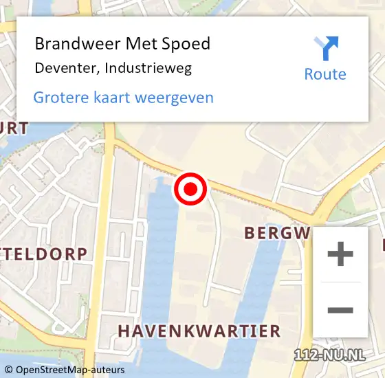 Locatie op kaart van de 112 melding: Brandweer Met Spoed Naar Deventer, Industrieweg op 19 mei 2016 23:33