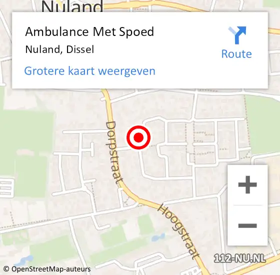 Locatie op kaart van de 112 melding: Ambulance Met Spoed Naar Nuland, Dissel op 19 mei 2016 23:54