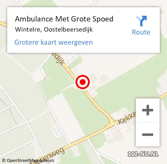 Locatie op kaart van de 112 melding: Ambulance Met Grote Spoed Naar Wintelre, Oostelbeersedijk op 20 mei 2016 00:36