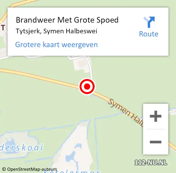 Locatie op kaart van de 112 melding: Brandweer Met Grote Spoed Naar Tytsjerk, Symen Halbeswei op 20 mei 2016 03:48