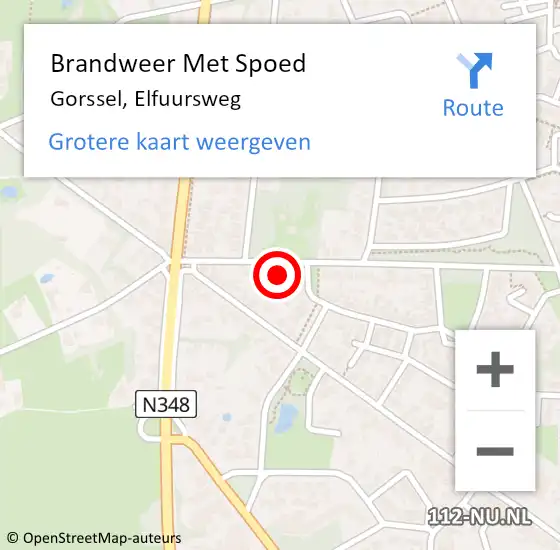 Locatie op kaart van de 112 melding: Brandweer Met Spoed Naar Gorssel, Elfuursweg op 20 mei 2016 08:45