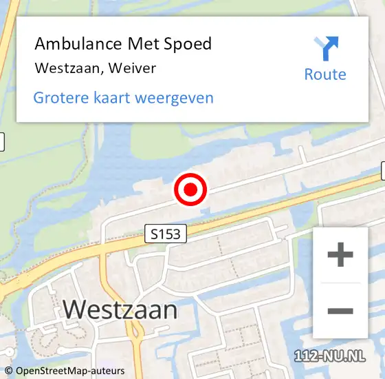 Locatie op kaart van de 112 melding: Ambulance Met Spoed Naar Westzaan, Weiver op 20 mei 2016 08:47