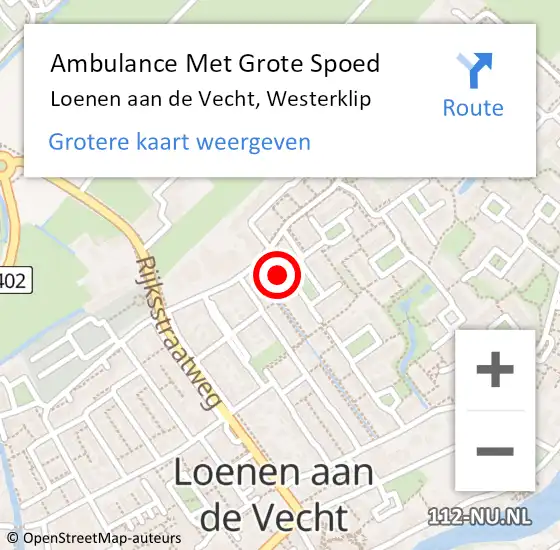 Locatie op kaart van de 112 melding: Ambulance Met Grote Spoed Naar Loenen aan de Vecht, Westerklip op 20 mei 2016 08:47