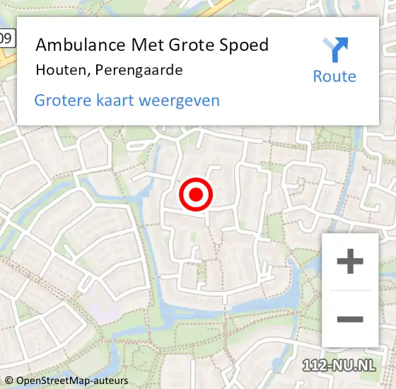 Locatie op kaart van de 112 melding: Ambulance Met Grote Spoed Naar Houten, Perengaarde op 20 mei 2016 08:54