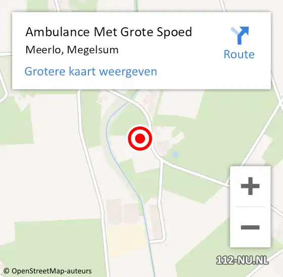 Locatie op kaart van de 112 melding: Ambulance Met Grote Spoed Naar Meerlo, Megelsum op 20 mei 2016 09:45