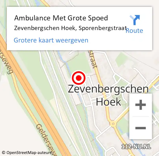 Locatie op kaart van de 112 melding: Ambulance Met Grote Spoed Naar Zevenbergschen Hoek, Sporenbergstraat op 20 mei 2016 09:46