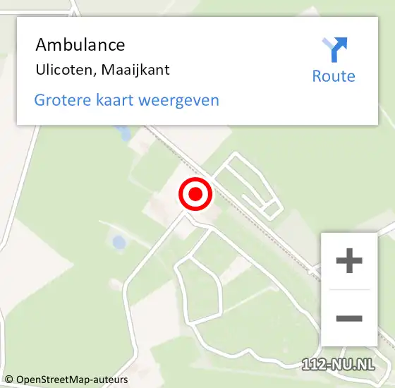 Locatie op kaart van de 112 melding: Ambulance Ulicoten, Maaijkant op 20 mei 2016 09:50