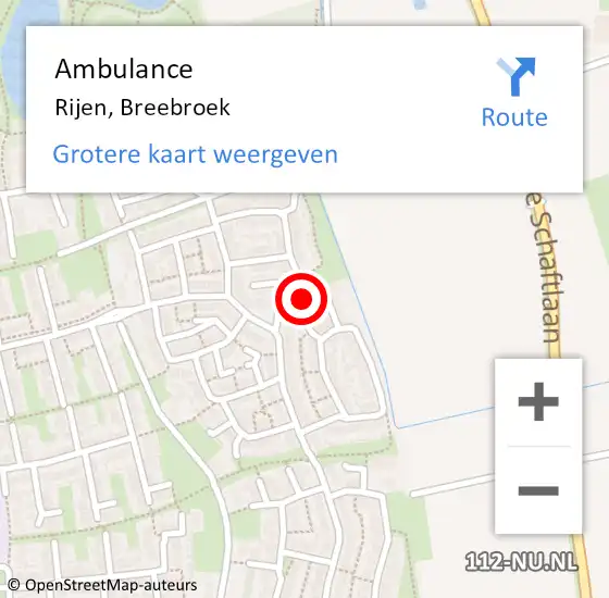 Locatie op kaart van de 112 melding: Ambulance Rijen, Breebroek op 20 mei 2016 10:11