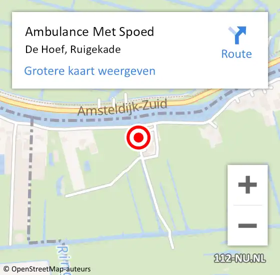 Locatie op kaart van de 112 melding: Ambulance Met Spoed Naar De Hoef, Ruigekade op 20 mei 2016 11:00