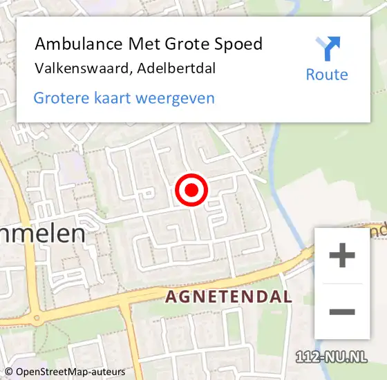 Locatie op kaart van de 112 melding: Ambulance Met Grote Spoed Naar Valkenswaard, Adelbertdal op 20 mei 2016 12:24