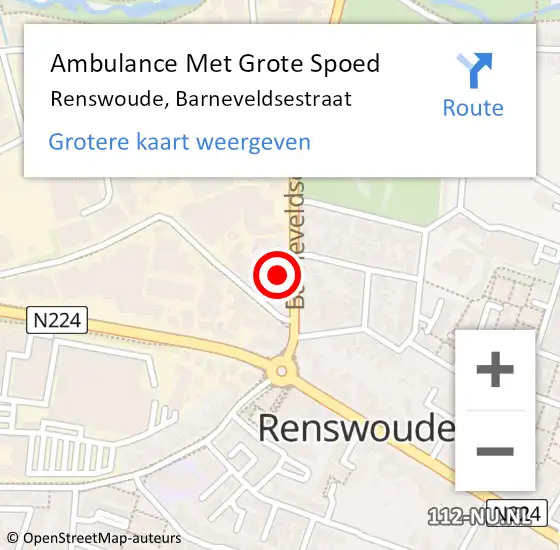 Locatie op kaart van de 112 melding: Ambulance Met Grote Spoed Naar Renswoude, Barneveldsestraat op 20 mei 2016 13:19