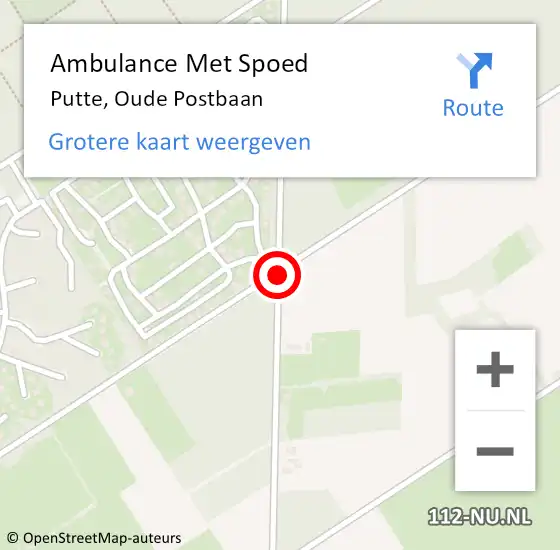 Locatie op kaart van de 112 melding: Ambulance Met Spoed Naar Putte, Oude Postbaan op 20 mei 2016 13:58