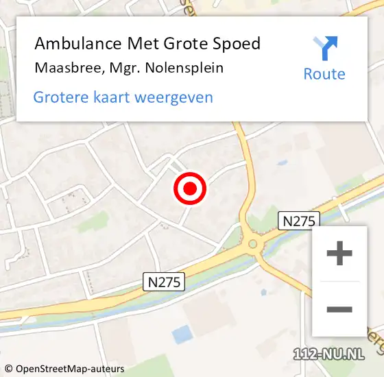 Locatie op kaart van de 112 melding: Ambulance Met Grote Spoed Naar Maasbree, Mgr. Nolensplein op 20 mei 2016 14:44