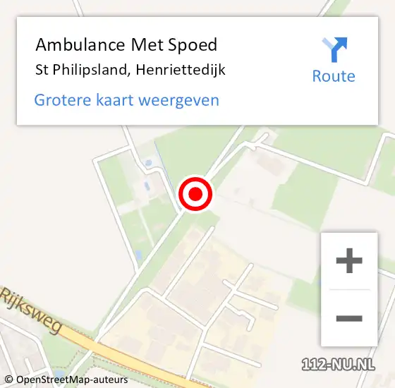 Locatie op kaart van de 112 melding: Ambulance Met Spoed Naar Sint Philipsland, Henriettedijk op 20 mei 2016 15:02