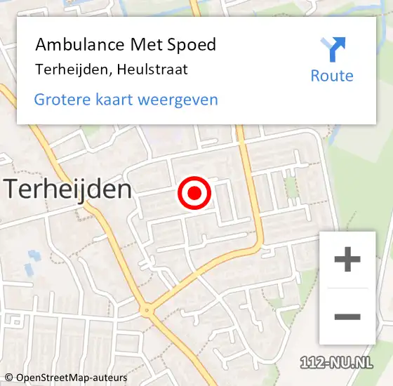 Locatie op kaart van de 112 melding: Ambulance Met Spoed Naar Terheijden, Heulstraat op 20 mei 2016 15:03