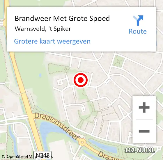 Locatie op kaart van de 112 melding: Brandweer Met Grote Spoed Naar Warnsveld, 't Spiker op 20 mei 2016 15:06