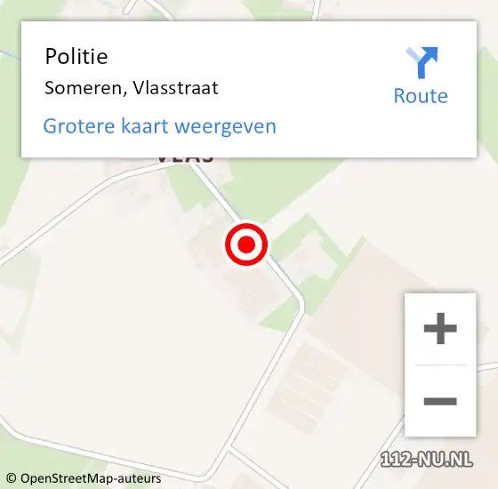 Locatie op kaart van de 112 melding: Politie Someren, Vlasstraat op 20 mei 2016 15:12