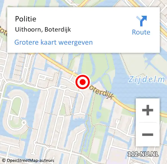 Locatie op kaart van de 112 melding: Politie Uithoorn, Boterdijk op 20 mei 2016 16:06