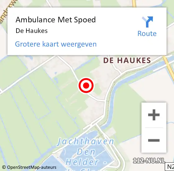 Locatie op kaart van de 112 melding: Ambulance Met Spoed Naar De Haukes op 20 mei 2016 16:07