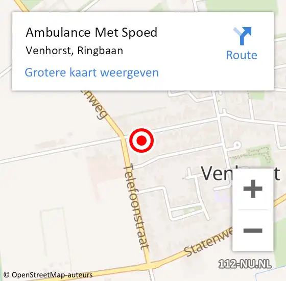 Locatie op kaart van de 112 melding: Ambulance Met Spoed Naar Venhorst, Ringbaan op 20 mei 2016 16:16