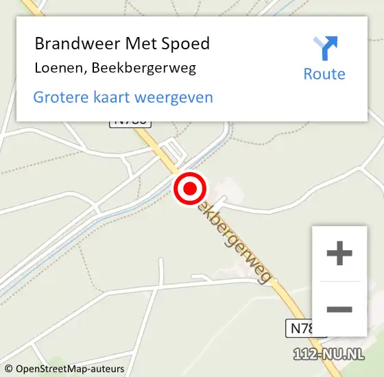 Locatie op kaart van de 112 melding: Brandweer Met Spoed Naar Loenen, Beekbergerweg op 20 mei 2016 16:53