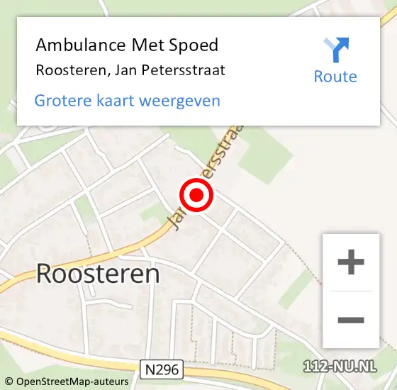 Locatie op kaart van de 112 melding: Ambulance Met Spoed Naar Roosteren, Jan Petersstraat op 20 mei 2016 17:13