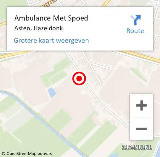 Locatie op kaart van de 112 melding: Ambulance Met Spoed Naar Asten, Hazeldonk op 20 mei 2016 17:19