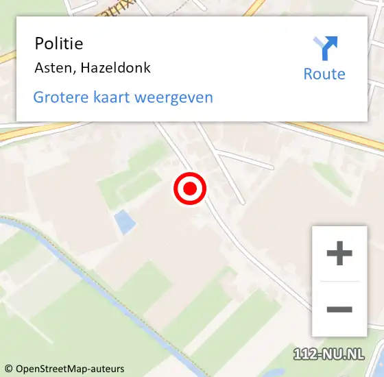 Locatie op kaart van de 112 melding: Politie Asten, Hazeldonk op 20 mei 2016 17:20