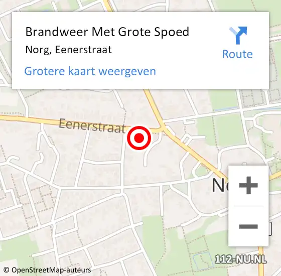 Locatie op kaart van de 112 melding: Brandweer Met Grote Spoed Naar Norg, Eenerstraat op 20 mei 2016 18:25