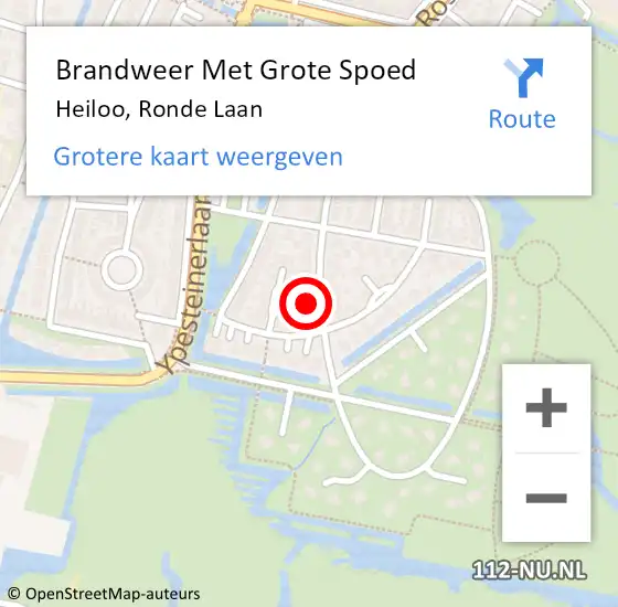 Locatie op kaart van de 112 melding: Brandweer Met Grote Spoed Naar Heiloo, Ronde Laan op 20 mei 2016 18:44