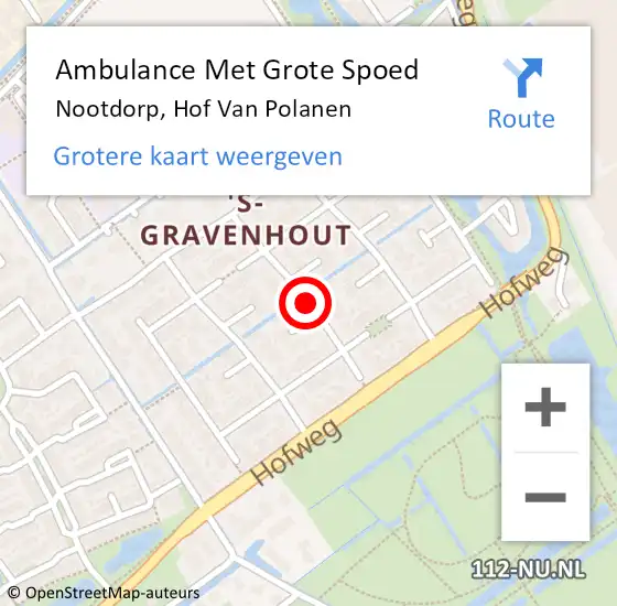 Locatie op kaart van de 112 melding: Ambulance Met Grote Spoed Naar Nootdorp, Hof Van Polanen op 20 mei 2016 19:30