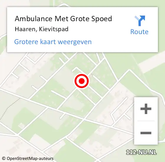 Locatie op kaart van de 112 melding: Ambulance Met Grote Spoed Naar Haaren, Kievitspad op 15 december 2013 19:00