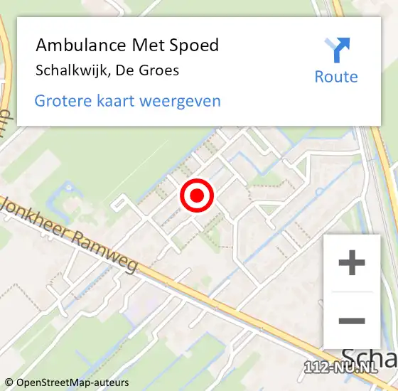 Locatie op kaart van de 112 melding: Ambulance Met Spoed Naar Schalkwijk, De Groes op 20 mei 2016 20:56