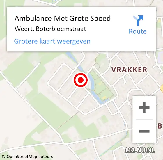 Locatie op kaart van de 112 melding: Ambulance Met Grote Spoed Naar Weert, Boterbloemstraat op 15 december 2013 19:06