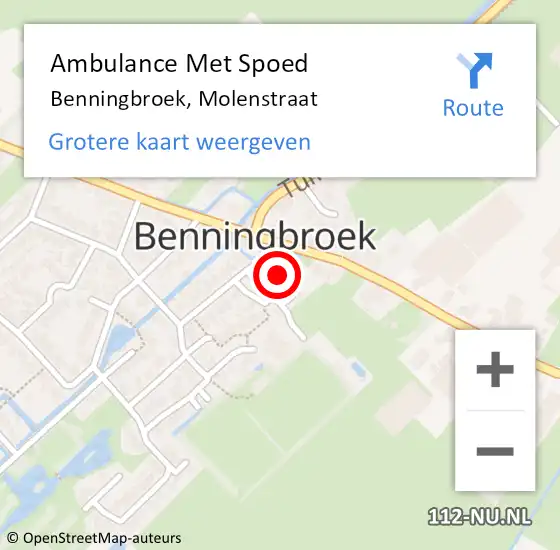 Locatie op kaart van de 112 melding: Ambulance Met Spoed Naar Benningbroek, Molenstraat op 16 september 2013 09:28