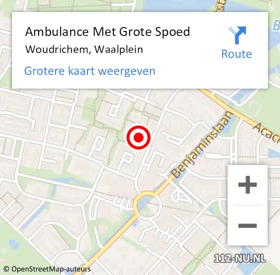 Locatie op kaart van de 112 melding: Ambulance Met Grote Spoed Naar Woudrichem, Waalplein op 20 mei 2016 23:56