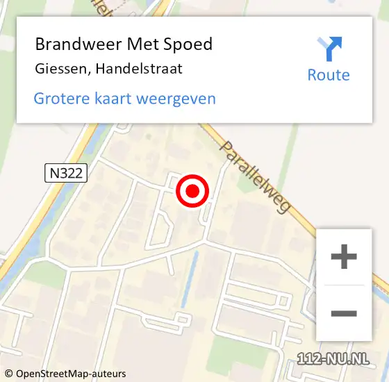 Locatie op kaart van de 112 melding: Brandweer Met Spoed Naar Giessen, Handelstraat op 21 mei 2016 00:17