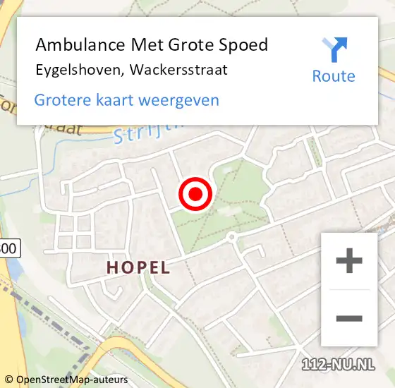 Locatie op kaart van de 112 melding: Ambulance Met Grote Spoed Naar Eygelshoven, Wackersstraat op 15 december 2013 19:27