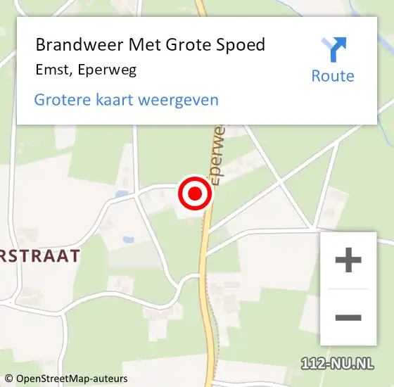 Locatie op kaart van de 112 melding: Brandweer Met Grote Spoed Naar Emst, Eperweg op 21 mei 2016 02:11