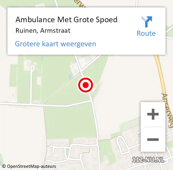 Locatie op kaart van de 112 melding: Ambulance Met Grote Spoed Naar Ruinen, Armstraat op 21 mei 2016 02:29