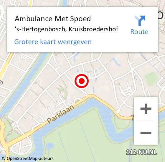 Locatie op kaart van de 112 melding: Ambulance Met Spoed Naar 's-Hertogenbosch, Kruisbroedershof op 21 mei 2016 03:25