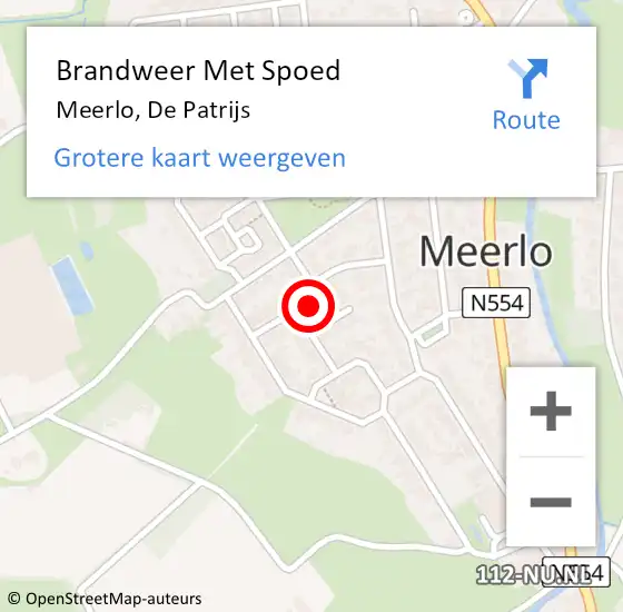 Locatie op kaart van de 112 melding: Brandweer Met Spoed Naar Meerlo, De Patrijs op 21 mei 2016 05:24