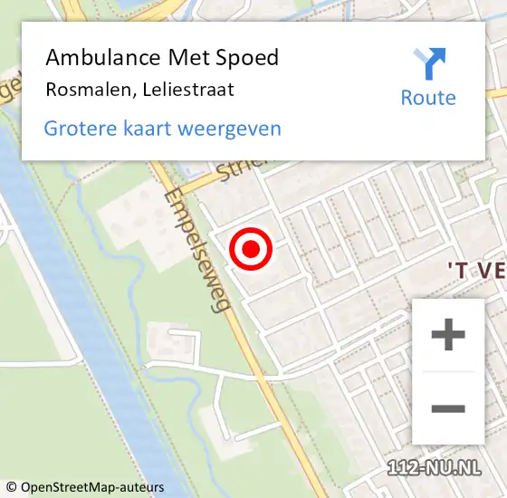 Locatie op kaart van de 112 melding: Ambulance Met Spoed Naar Rosmalen, Leliestraat op 15 december 2013 19:45