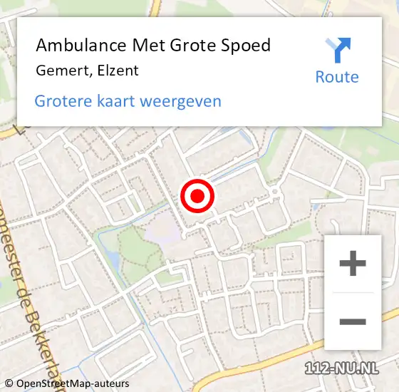 Locatie op kaart van de 112 melding: Ambulance Met Grote Spoed Naar Gemert, Elzent op 21 mei 2016 07:35