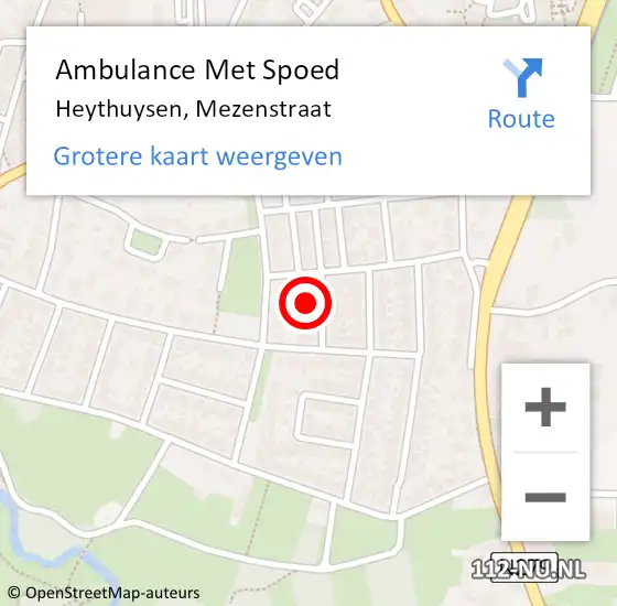 Locatie op kaart van de 112 melding: Ambulance Met Spoed Naar Heythuysen, Mezenstraat op 21 mei 2016 07:52