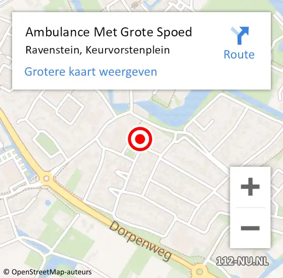 Locatie op kaart van de 112 melding: Ambulance Met Grote Spoed Naar Ravenstein, Keurvorstenplein op 21 mei 2016 07:59