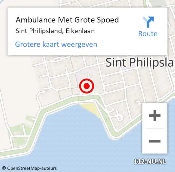 Locatie op kaart van de 112 melding: Ambulance Met Grote Spoed Naar Sint Philipsland, Eikenlaan op 21 mei 2016 08:26