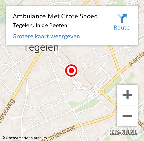 Locatie op kaart van de 112 melding: Ambulance Met Grote Spoed Naar Tegelen, In de Beeten op 21 mei 2016 08:28