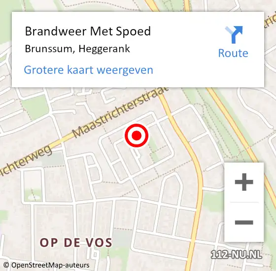 Locatie op kaart van de 112 melding: Brandweer Met Spoed Naar Brunssum, Heggerank op 21 mei 2016 08:53